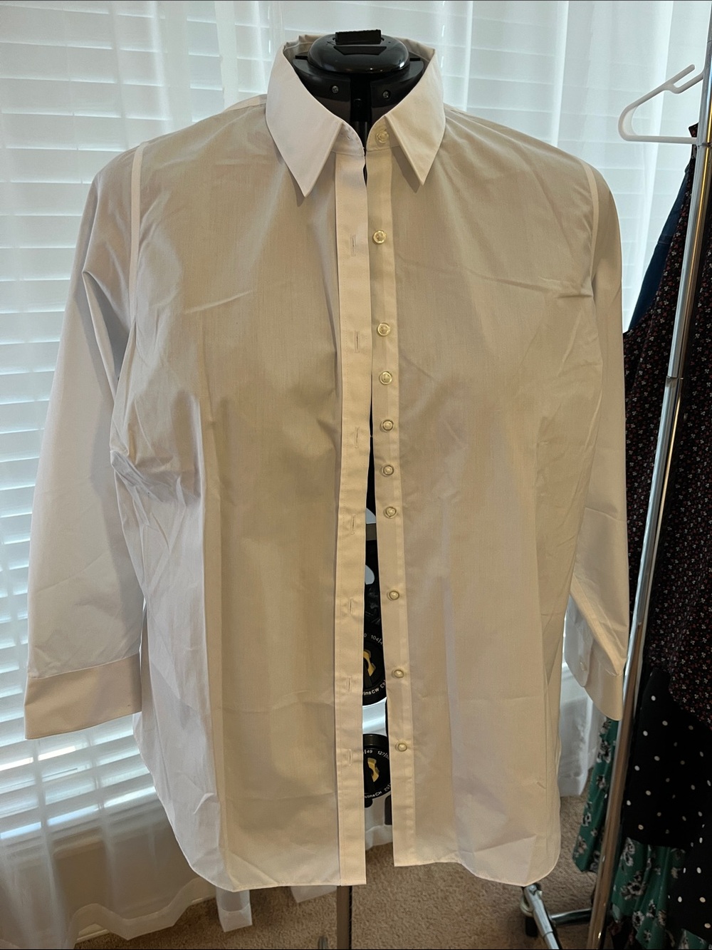 Lands' End White Button-Up Dress Shirt